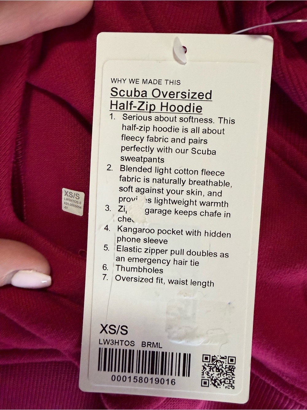 💖 NWT lululemon Scuba Oversized Half-Zip Hoodie XS/S Berry Rumble - Picture 4 of 4